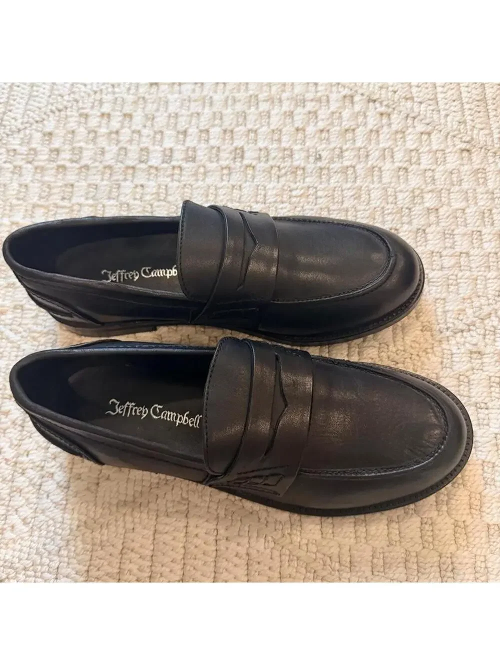 Jeffrey Campbell Studentz Penny Loafers in Black